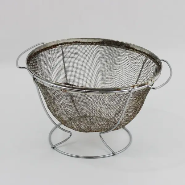 Vintage Wire Colander Strainer with Pedestal Stand 