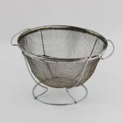 Vintage Wire Colander Strainer with Pedestal Stand 