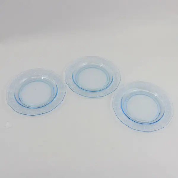  Set of 3 Fostoria Versailles Blue Glass Bread & Butter Plates 6 Inch