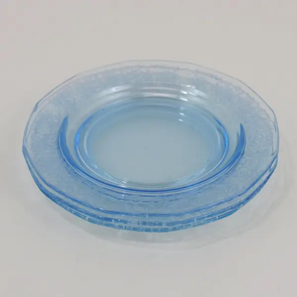  Set of 3 Fostoria Versailles Blue Glass Bread & Butter Plates 6 Inch
