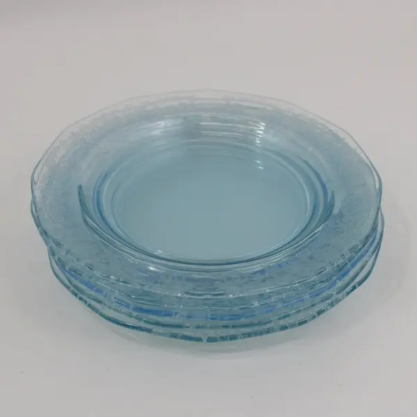 Set of 5 Fostoria Versailles Azure Blue Glass Salad Plates 7.5 Inch