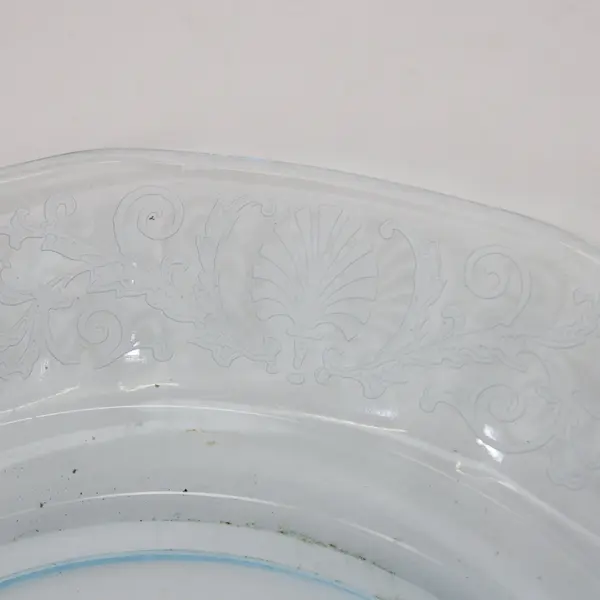 Set of 3 Fostoria Versailles Blue Glass Luncheon Plates  8.75 Inch