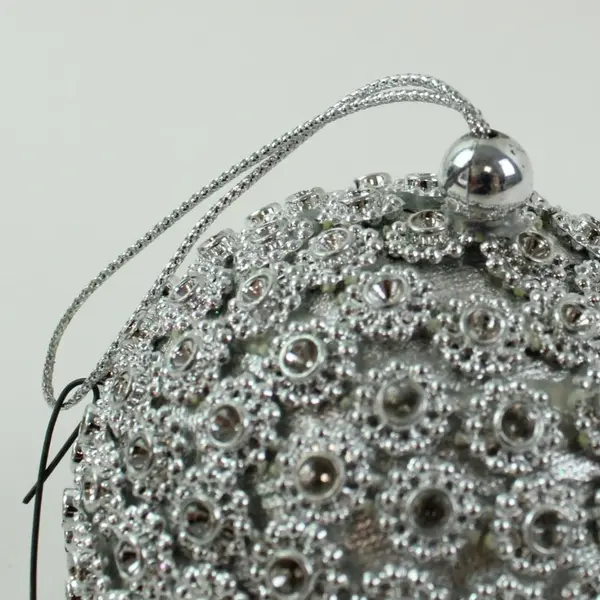 Silver Beaded Ball Christmas Ornament Textured Finish