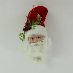 Santa Claus Face Christmas Tree Ornament Pinecone Hat Beard Greenery