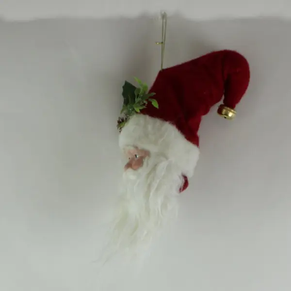 Santa Claus Face Christmas Tree Ornament Pinecone Hat Beard Greenery