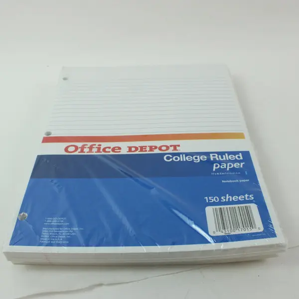 Office Depot College Ruled Paper 8.5x11 3-Hole 2-Pack 300 Sheets