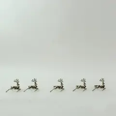 Set of 5 Silver Tone Reindeer Napkin Rings Holiday Table Decor