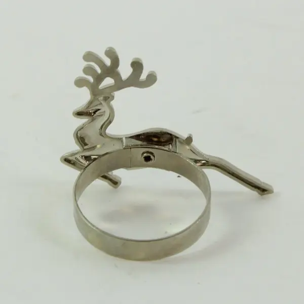 Set of 5 Silver Tone Reindeer Napkin Rings Holiday Table Decor
