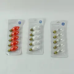 Lot of 3 GE C7 Replacement Christmas Light Bulbs White Clear Orange