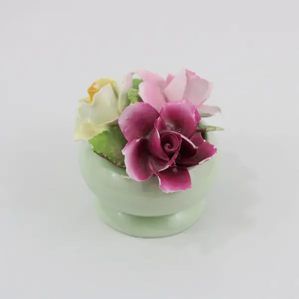 Thorley Bone China Bowl of Flowers Sculpture Staffordshire England