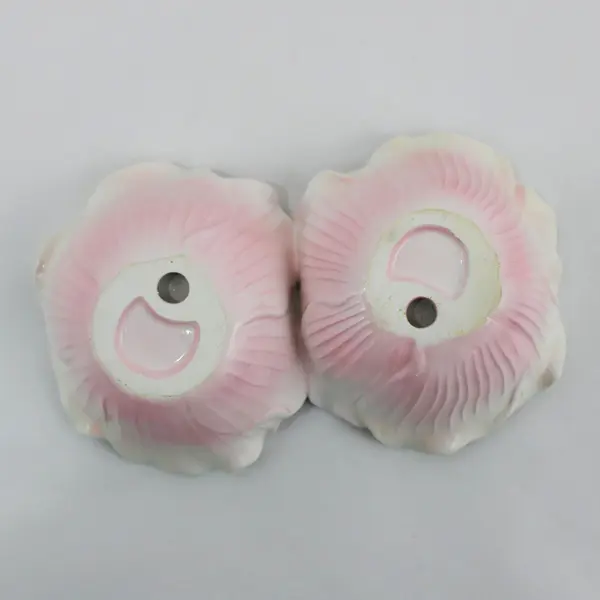 Russ Vintage Hand Painted Double Flower Trinket Dish Pink Floral
