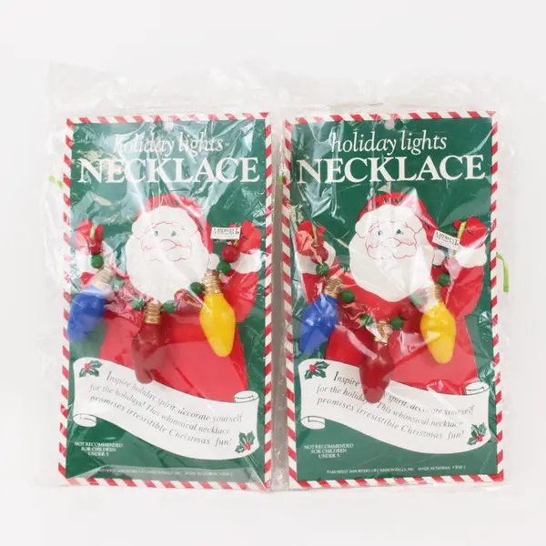 Lot of 2 Midwest Importers Christmas Holiday Lights Bulb Necklaces