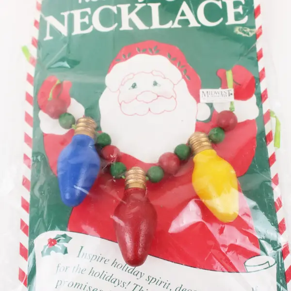 Lot of 2 Midwest Importers Christmas Holiday Lights Bulb Necklaces