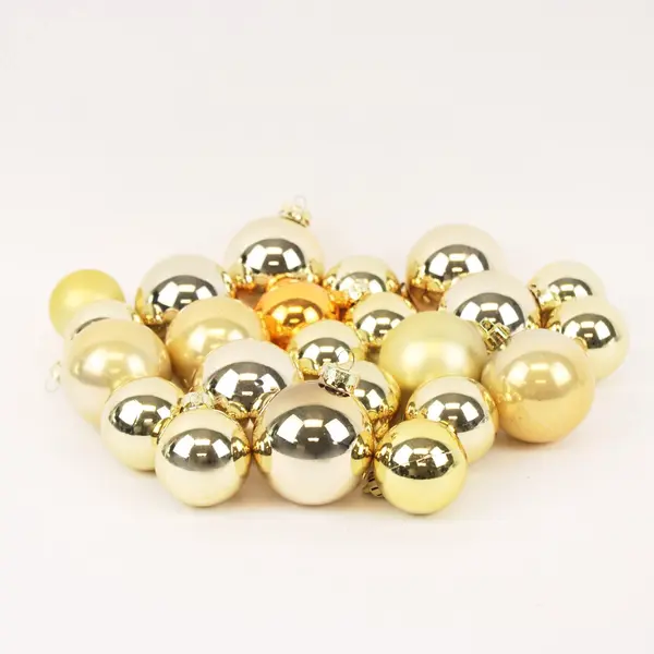 Lot of 23 Gold-Tone Christmas Ball Ornaments