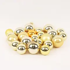 Lot of 23 Gold-Tone Christmas Ball Ornaments