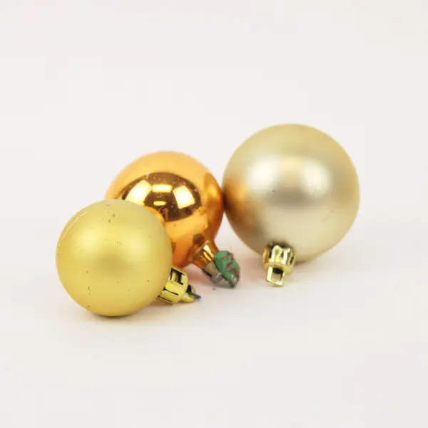 Lot of 23 Gold-Tone Christmas Ball Ornaments