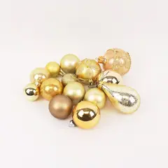 Lot of 14 Assorted Christmas Ornaments Gold Champagne Pink Ball Finial