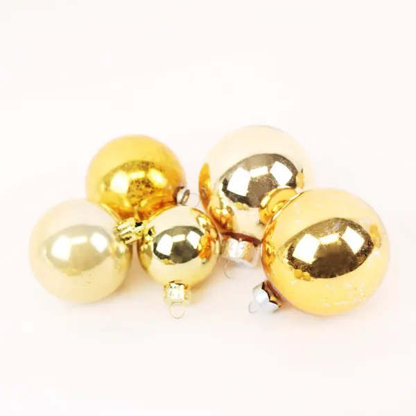 Lot of 14 Assorted Christmas Ornaments Gold Champagne Pink Ball Finial