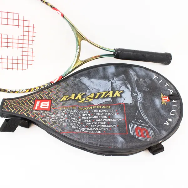 Wilson 25in Strung Tennis Racquet Metallic Green Gold Red Accents Case