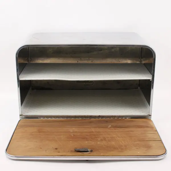 Beauty Box Retro Two-Tone Black Chrome Bread Box