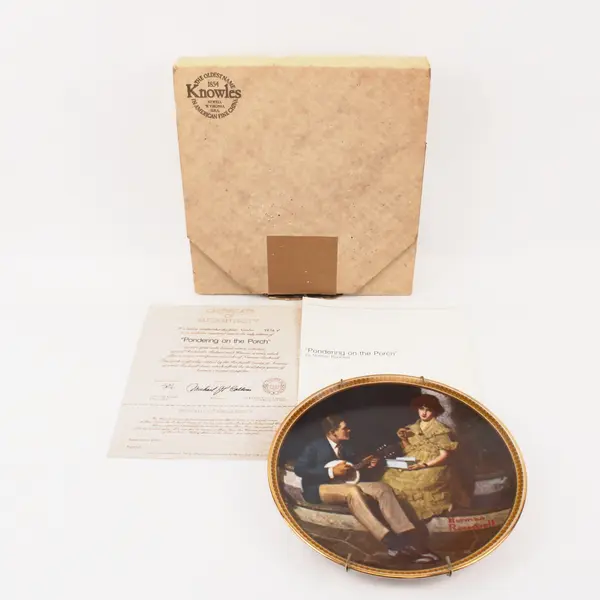 Knowles Norman Rockwell Pondering on the Porch Collector Plate 10.5"