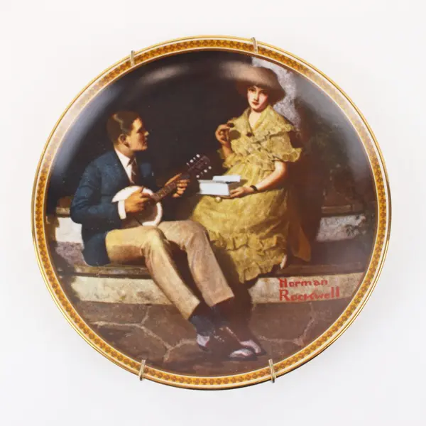 Knowles Norman Rockwell Pondering on the Porch Collector Plate 10.5"