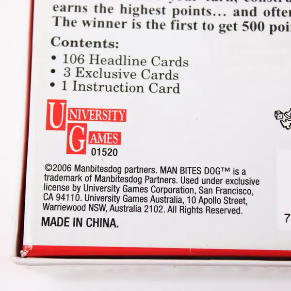 University Games Man Bites Dog Hilarious Headline Card Game 2-6 Players