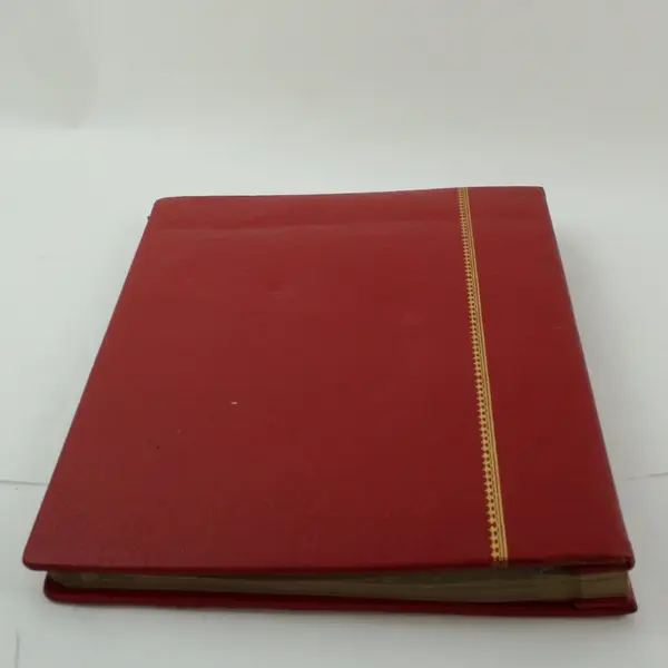 Red Leather Ledger Journal with Gold Accents Preowned