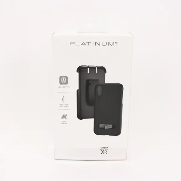 Platinum iPhone XR Protective Case with Holster Kickstand Removable Clip