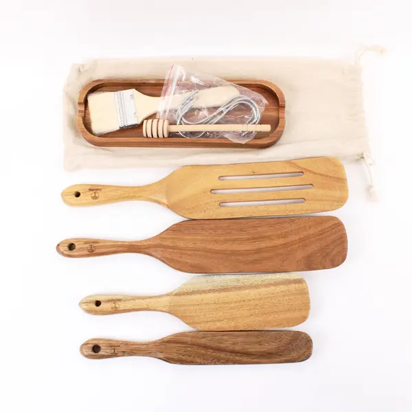 Weekandfun Premium Eco-Friendly Spurtle Kitchen Set BBQ Utensils Box