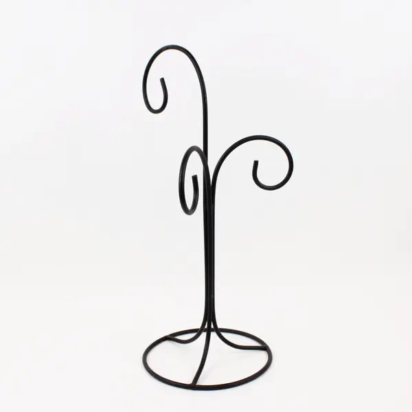 Wrought Iron Globe Ornament Display Stand Ornate Scrollwork 18 in