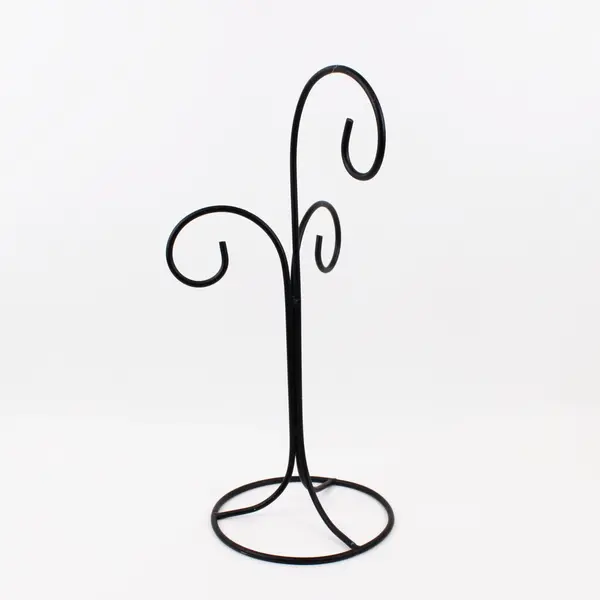 Wrought Iron Globe Ornament Display Stand Ornate Scrollwork 18 in