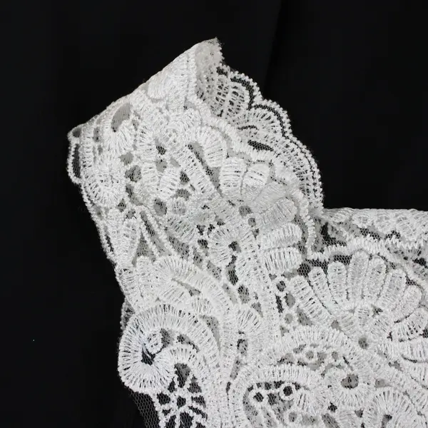 Women's Black Sheer Sleeveless Maxi Dress White Lace Neckline 3XL