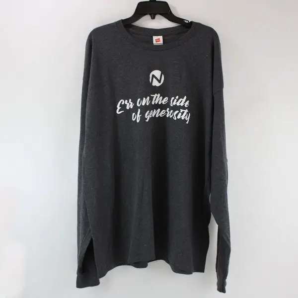 Hanes Men's 2XL Gray Long Sleeve T-Shirt Err On The Side Of Generosity