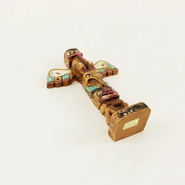 Alaska Totem Pole Figurine Reproduction 7 Inch Painted Bird Molded China