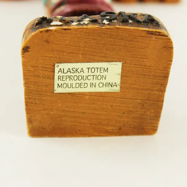 Alaska Totem Pole Figurine Reproduction 7 Inch Painted Bird Molded China