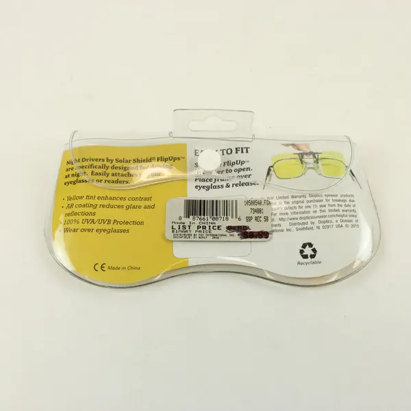 Foster Grant Flip-Ups Night Drivers Yellow Tint Sunglasses in Plastic Case 