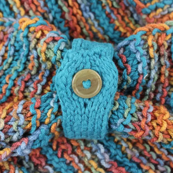 Handmade Knitted Infinity Scarf Cowl Multicolor Blue Tan Peach Cream Button