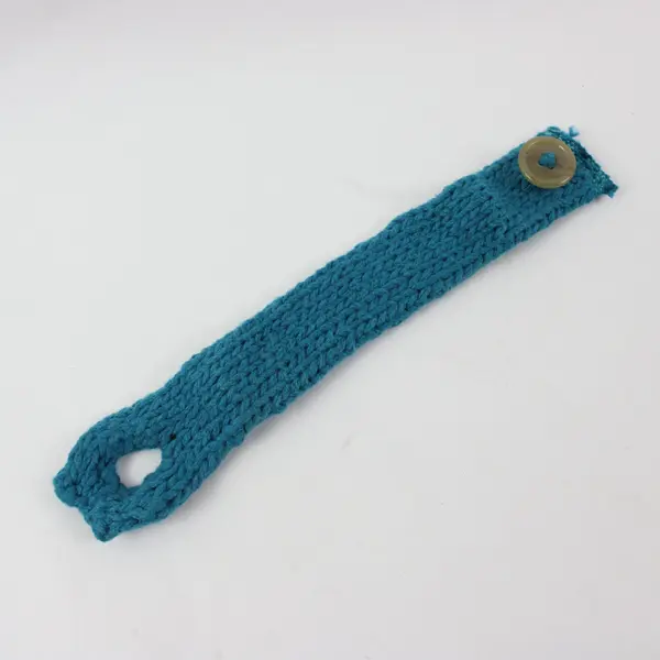 Handmade Knitted Infinity Scarf Cowl Multicolor Blue Tan Peach Cream Button