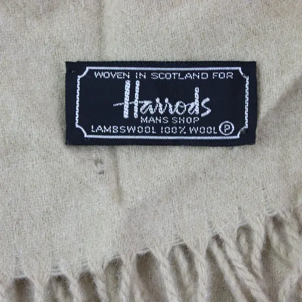 Harrods Cream Wool Fringed Scarf Neutral Wrap
