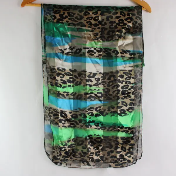 Multicolor Leopard Print Scarf Teal Green Brown Black Women's Accessory