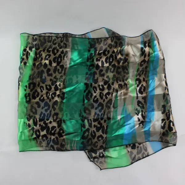 Multicolor Leopard Print Scarf Teal Green Brown Black Women's Accessory