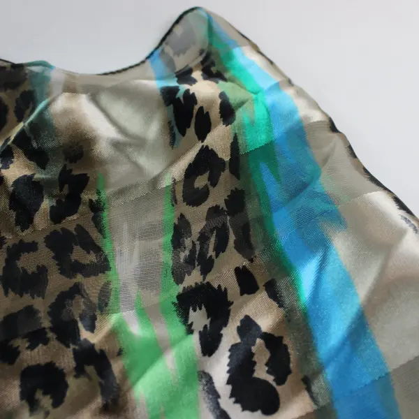 Multicolor Leopard Print Scarf Teal Green Brown Black Women's Accessory