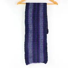 Blue Purple Gray Striped Knit Scarf Women's Winter Neckwear