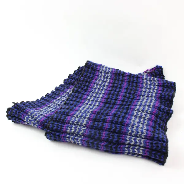 Blue Purple Gray Striped Knit Scarf Women's Winter Neckwear