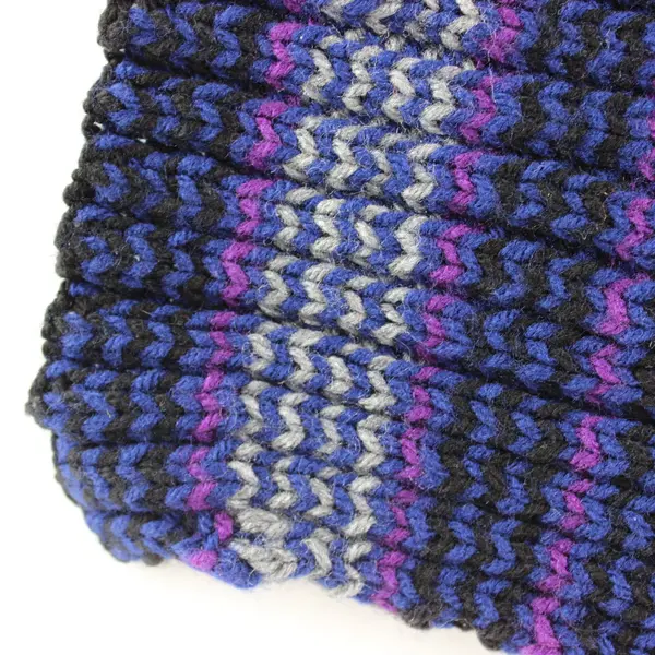 Blue Purple Gray Striped Knit Scarf Women's Winter Neckwear