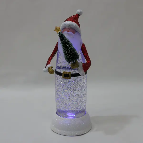 Lighted Santa Claus Swirling Glitter Snow Globe 12.5" Color Changing