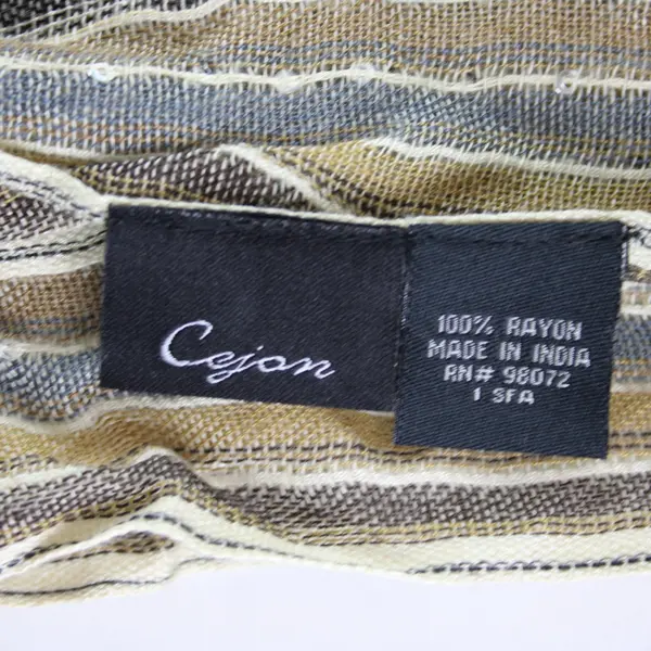 Cejon Sparkle Striped Woven Scarf Beige Cream Fringe