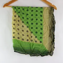 Multicolor Abstract Pattern Scarf Black Yellow Green Lightweight