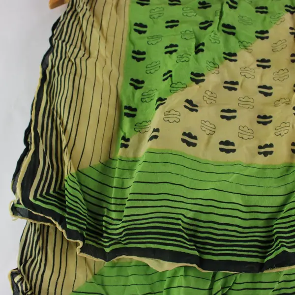 Multicolor Abstract Pattern Scarf Black Yellow Green Lightweight